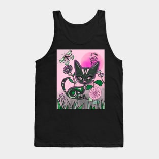 Mid Century Style Black Cat Art Tank Top